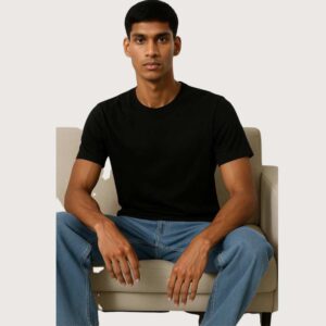 Versatile Plain Black T-Shirt – 180 GSM Cotton