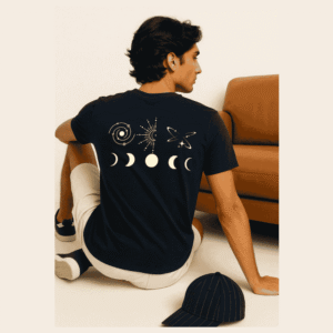 American Dora Men's Printed Deep Navy Blue Cotton T-Shirt – 180 GSM | Stylish Graphic Tee for Everyday Comfort